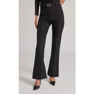 Generation Love Women Leah Crepe Pant 10 Black High Waist Flare Leg Front Seam‎